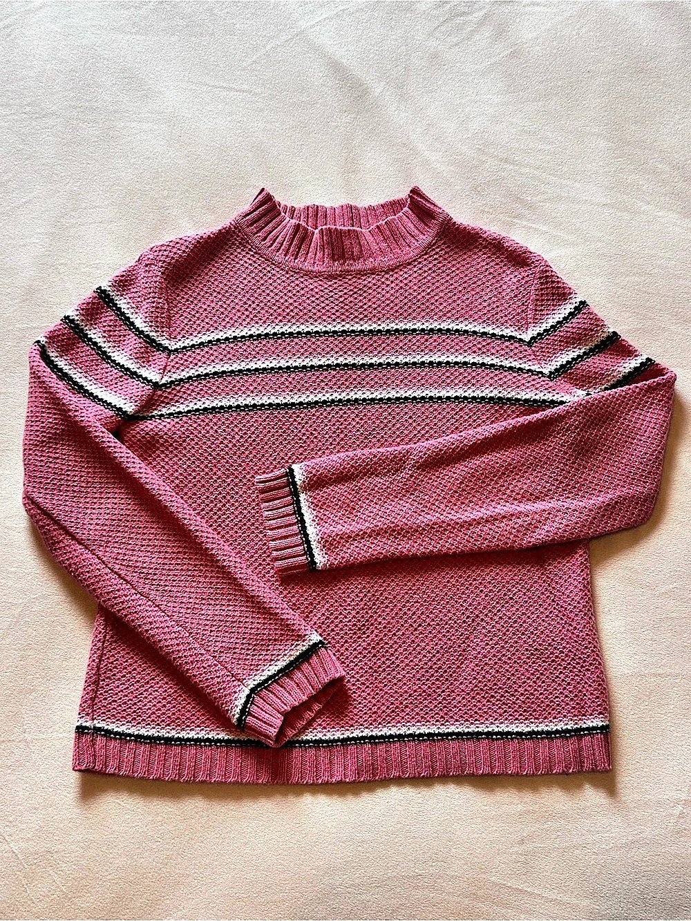 Christopher & Banks Striped Crewneck Sweater in Pink Size Small Like New